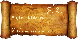 Pigler Klára névjegykártya